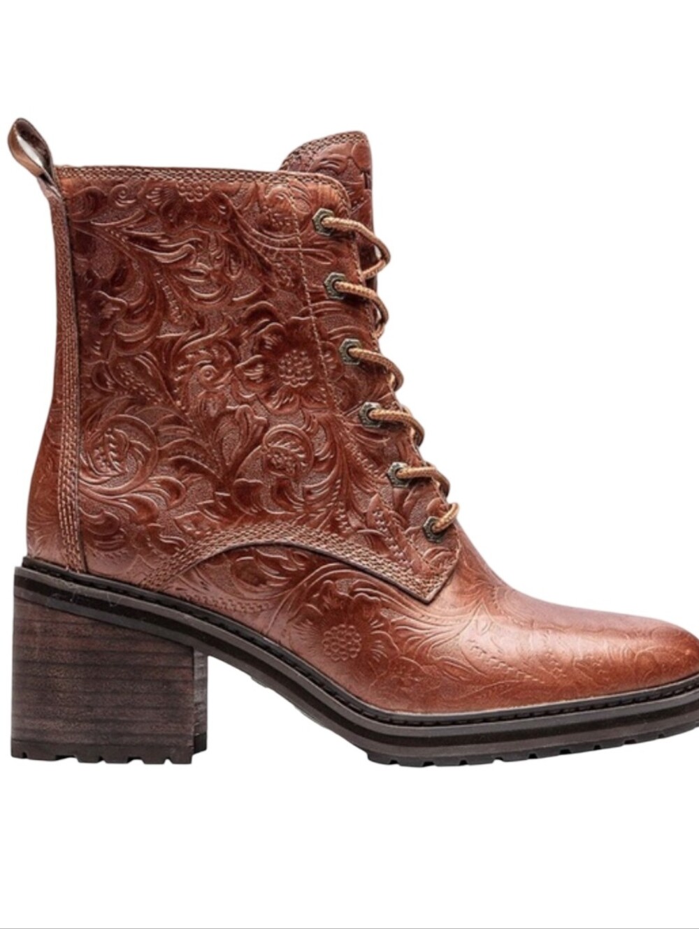 Timberland Saddle Embossed Sienna High Waterproof Leather Boot Size 8.5